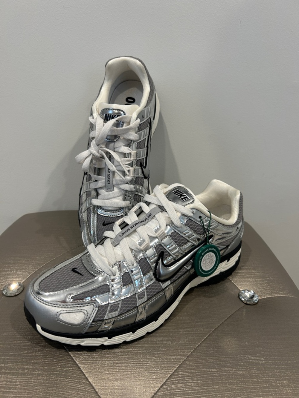 Nike Silver, White and Black Reflective Running Sneakers